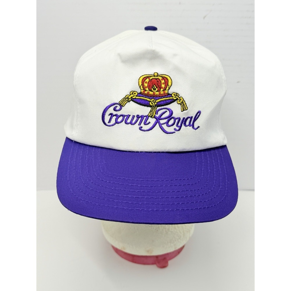 Crown Royal White Purple Embroidered Logo Flat Bill Hat Cap OSFA